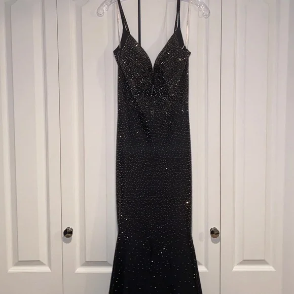 Black prom dress with silver rhinestones - Picture 3 of 10